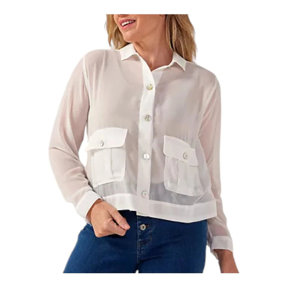 WynneLayers Women's Chiffon Jacket White - Regular